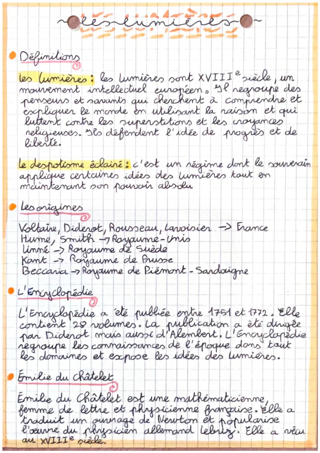 مقيقت شيعية
Définitions
les lumières: les lumières sont XVIIIe siècle, un
mouvement intellectuel européen. Il regroupe des
penseurs et savan