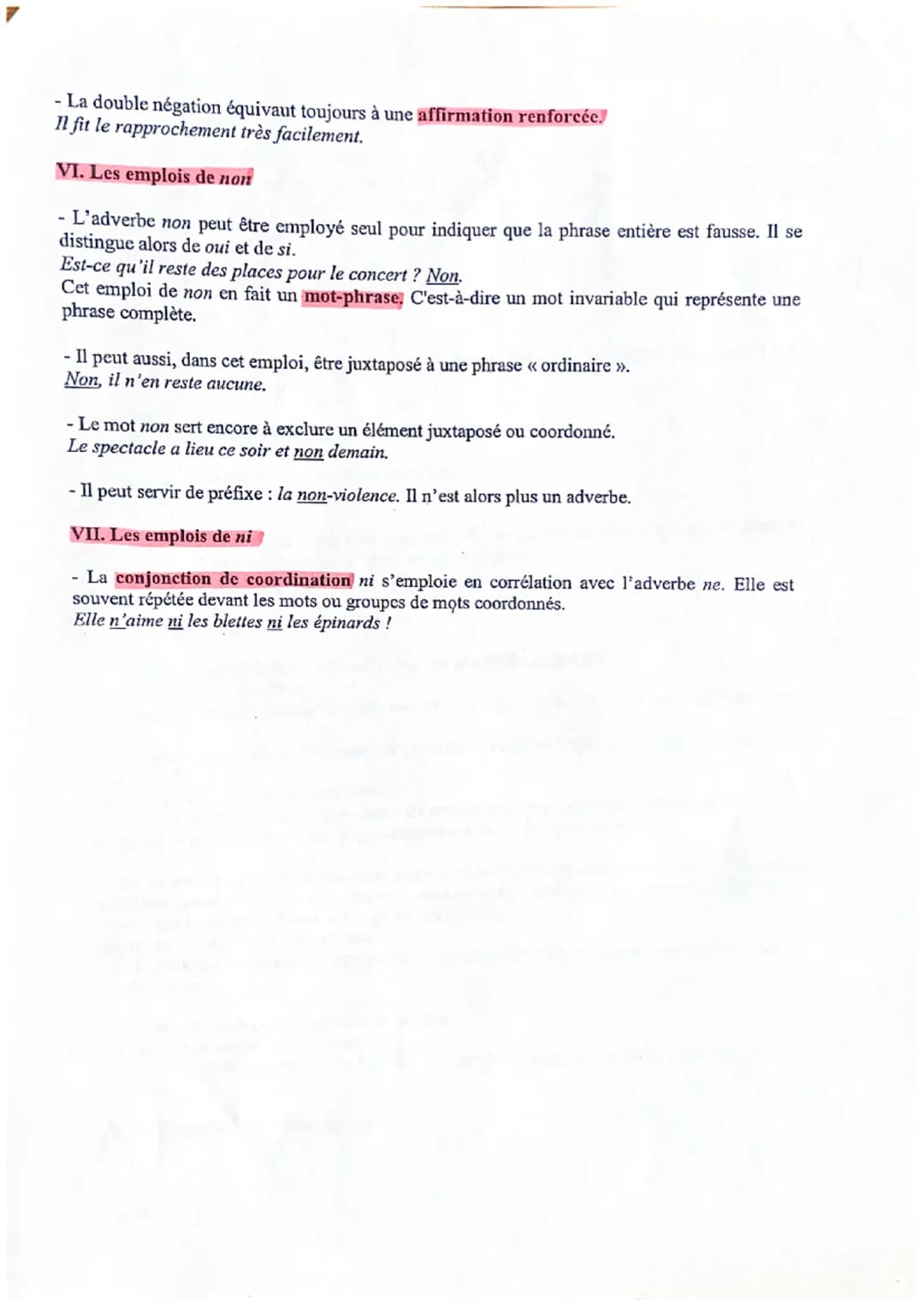 Etude de la langue : la négation
La négation est une forme de phrase c'est-à-dire une construction particulière qui est ajoutée à
l'un des q