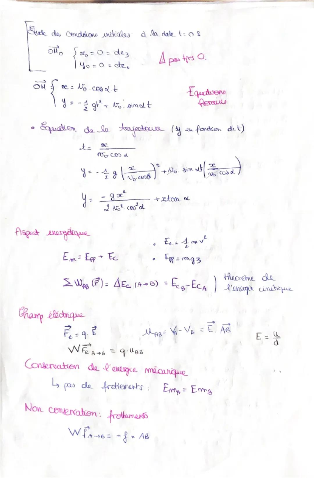champ uniforme
Systeme : { obj}
Réferentiel: terrestre galileen
Repère (0,i,j)
Bilan des forces: forces dues à l'air (frottements et archime