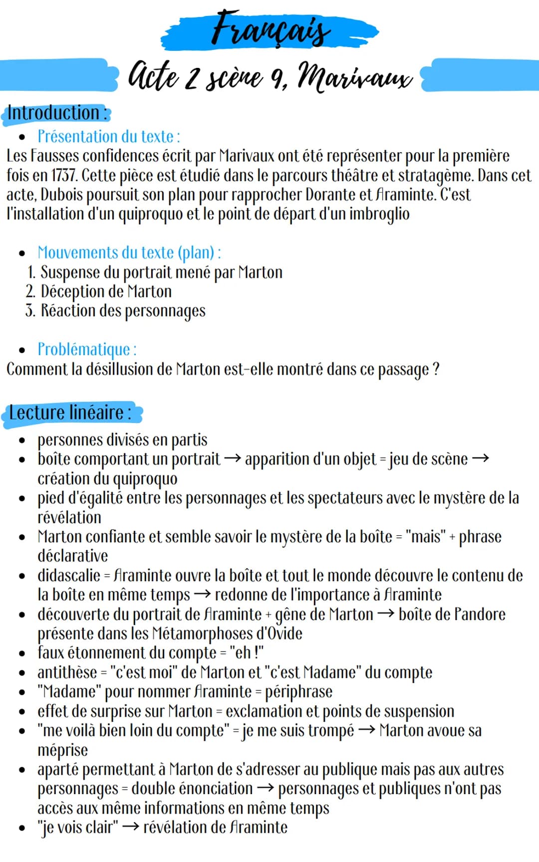 Introduction:
Présentation du texte :
Les Fausses confidences écrit par Marivaux ont été représenter pour la première
fois en 1737. Cette pi
