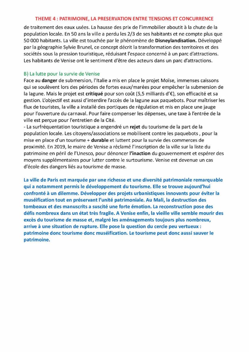 THEME 4: PATRIMOINE, LA PRESERVATION ENTRE TENSIONS ET CONCURRENCE
Notre Dame de Paris, août 2015, la cité antique de Palmyre, deux monument