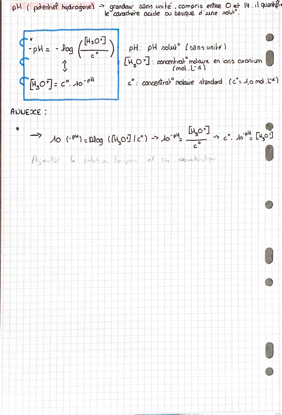 # Have

PRC: Chapitre TRE 1 =

Reans Poemation acide base

et PH

Définitions:

UN ACIDE, note AH, est une espÈCE CHINIQUE CAPABLE DE CÉDER 