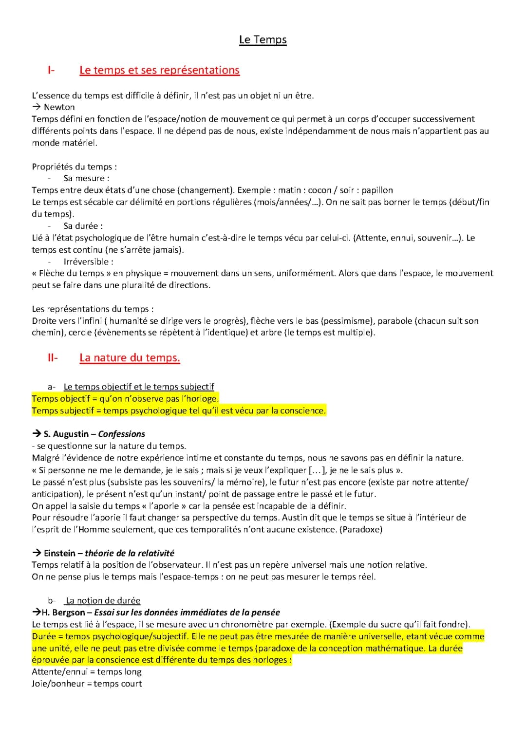 Le temps en philosophie: fiches et dissertations