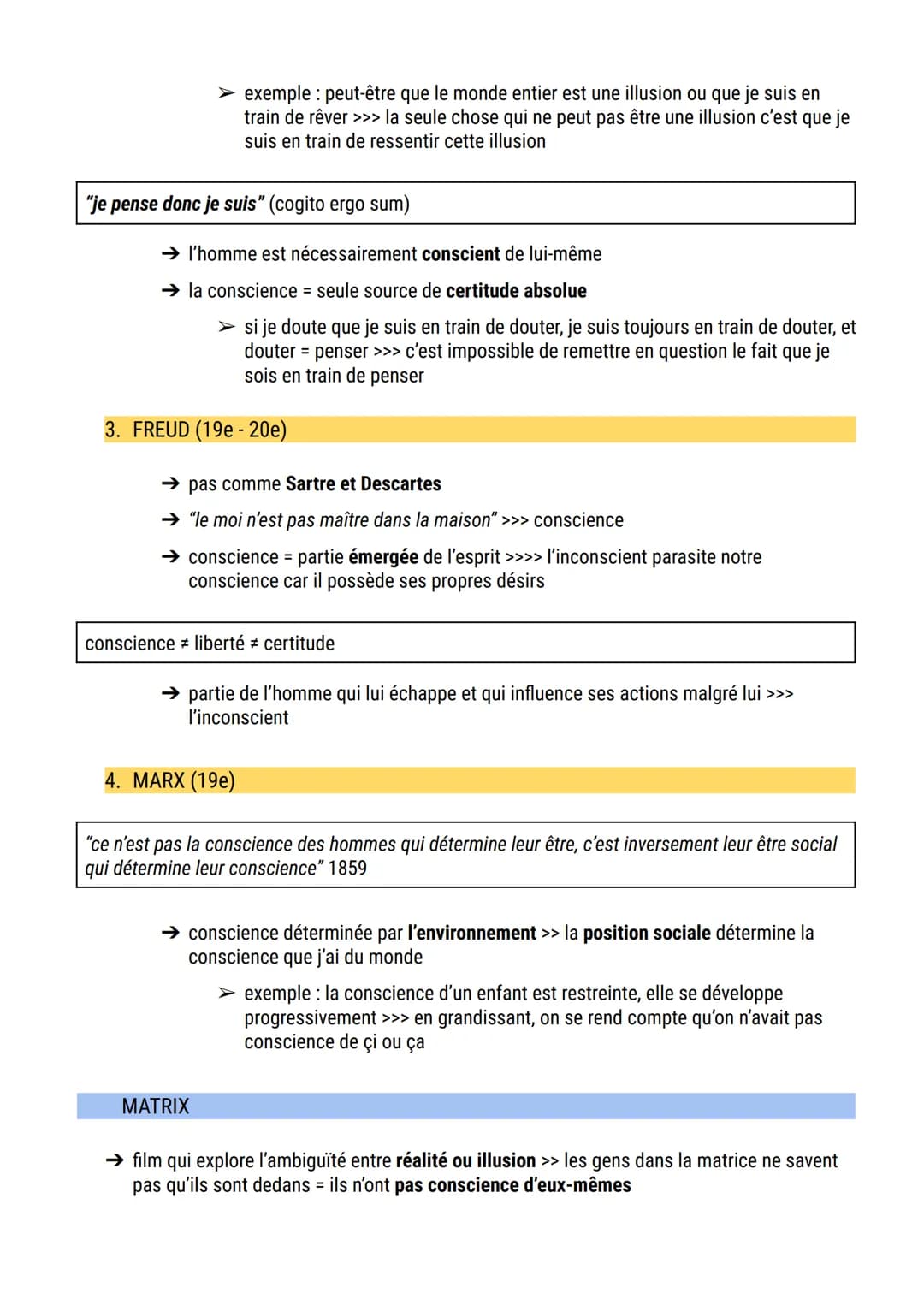 La conscience
conscience: la conscience est la connaissance plus ou moins claire de ce qui se passe en moi
ou en dehors de moi / faculté de 