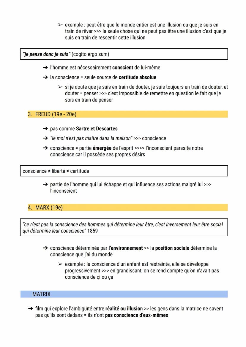 La conscience
conscience: la conscience est la connaissance plus ou moins claire de ce qui se passe en moi
ou en dehors de moi / faculté de 