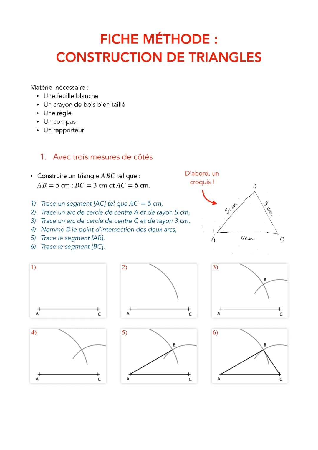 Construction des triangles