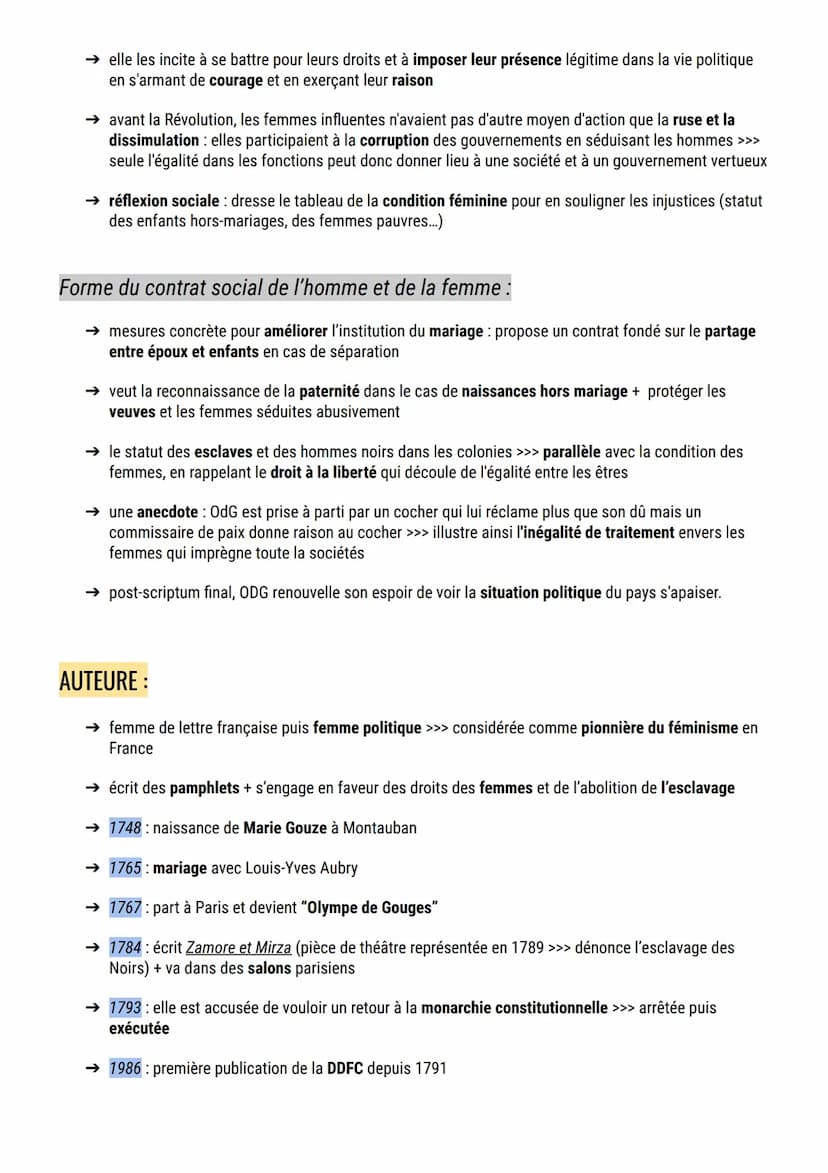 La Déclaration des Droits de la Femme et de la Citoyenne
PRÉSENTATION :
→ Nom complet : Déclaration des Droits de la femme et de la citoyenn