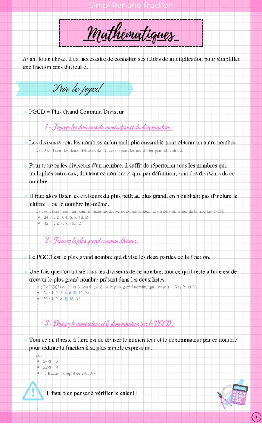 Comment Simplifier une Fraction et Exemples pour la 3ème, 4ème, et 5ème