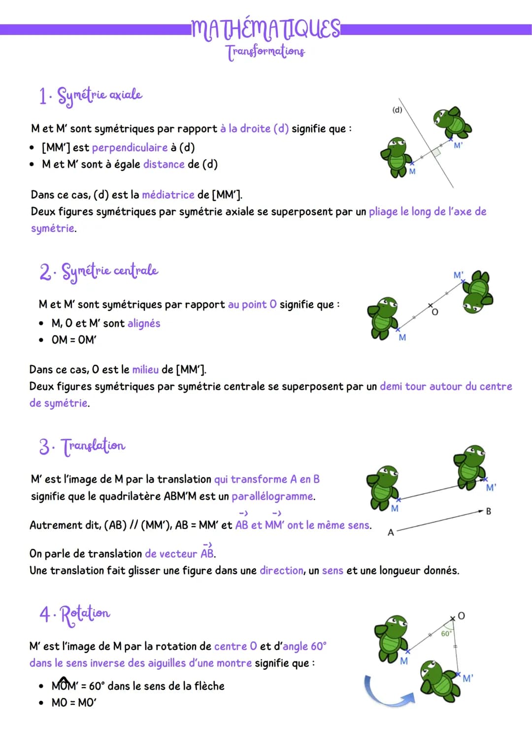 3e - Mathématiques : Les transformations