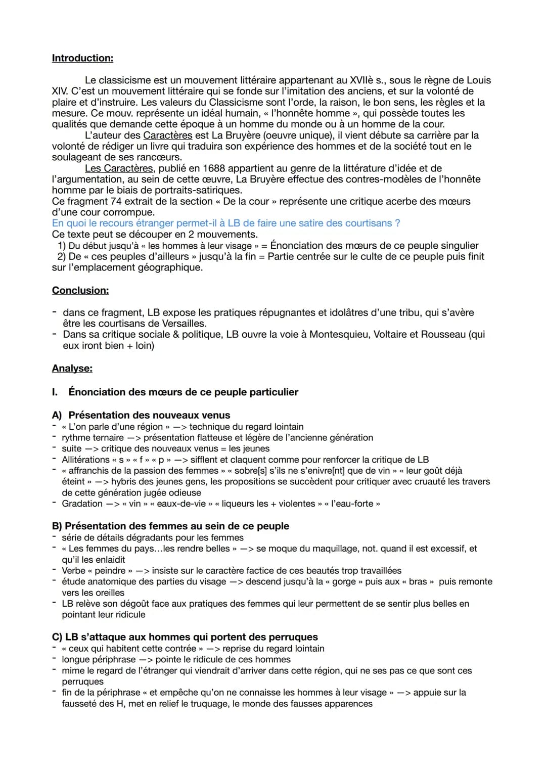 Analyse de texte « De la Cour » fragment 74 La Bruyère 