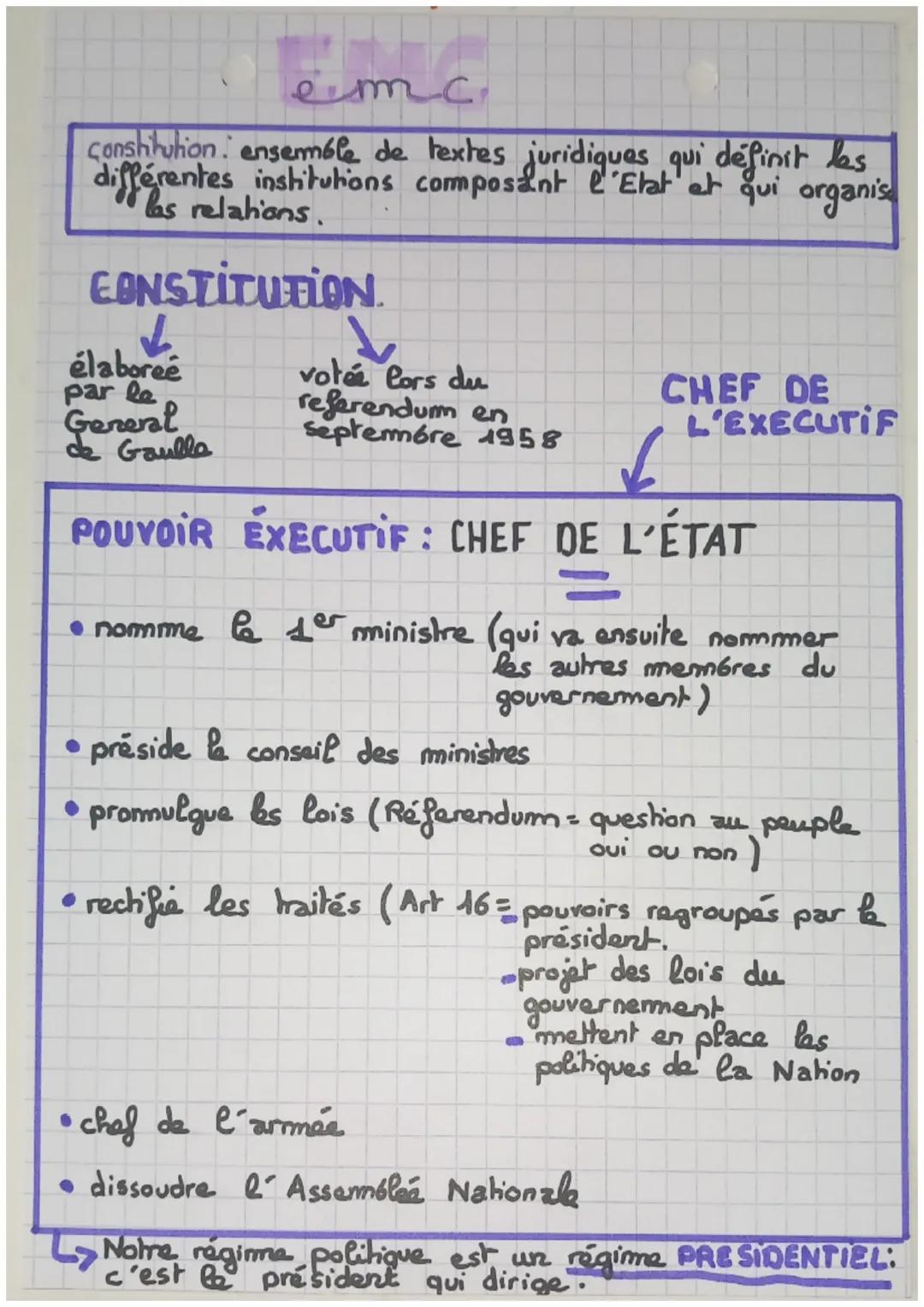 emc.

Constitution. ensemble de textes juridiques qui définit les
différentes institutions composant l'Etat et qui organis
relations.

CONST