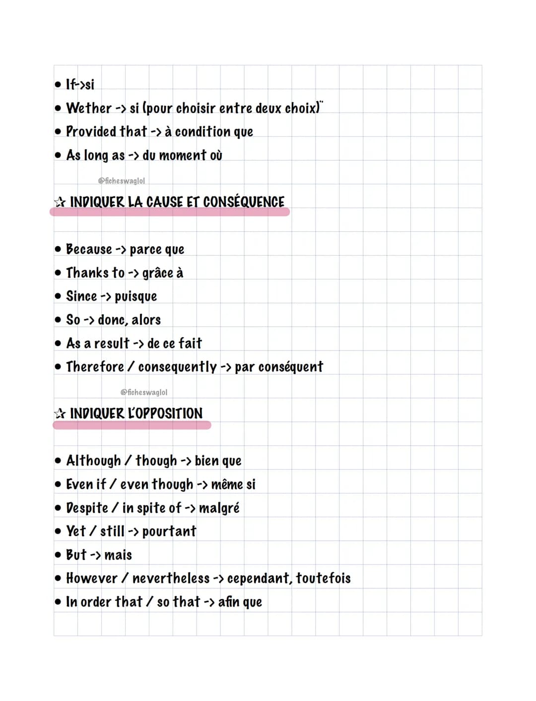CONNECTEURS
LOGIQUES
POUR COMMENCER UNE PHRASE
• First-> premièrement
• First of all -> tout d'abord
To start / begin with -> pour commencer