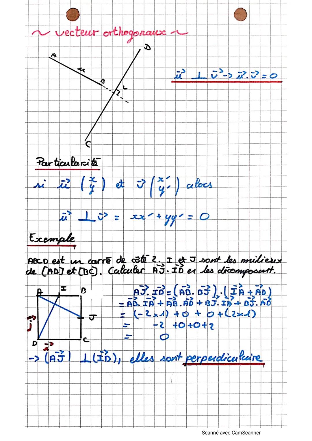 produit
scalaire

~ scalaire de 2 vecteurs ~
$
\vec{u}.\vec{v} = ||\vec{u}|| \times ||\vec{v}|| \times cos(\vec{u},\vec{v})
$

Cas particuli