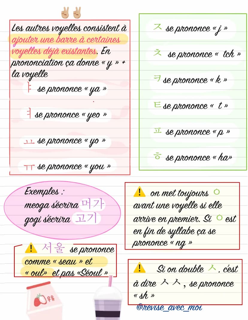 Bases de coréen
H
Contenu appartenant à
@revise avec moi
HP
000 L'alphabet coréen
L'alphabet coréen s'appelle le hangeul. Lorsqu'on utilise
