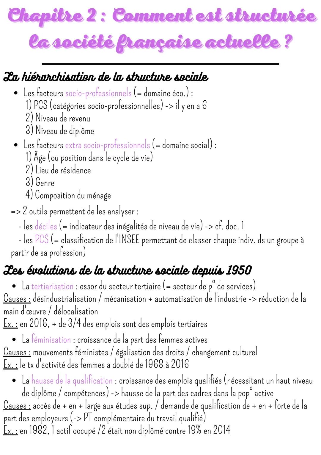 
<p>La société française actuelle est structurée en différents niveaux hiérarchiques, basés sur des facteurs socio-professionnels et extra s