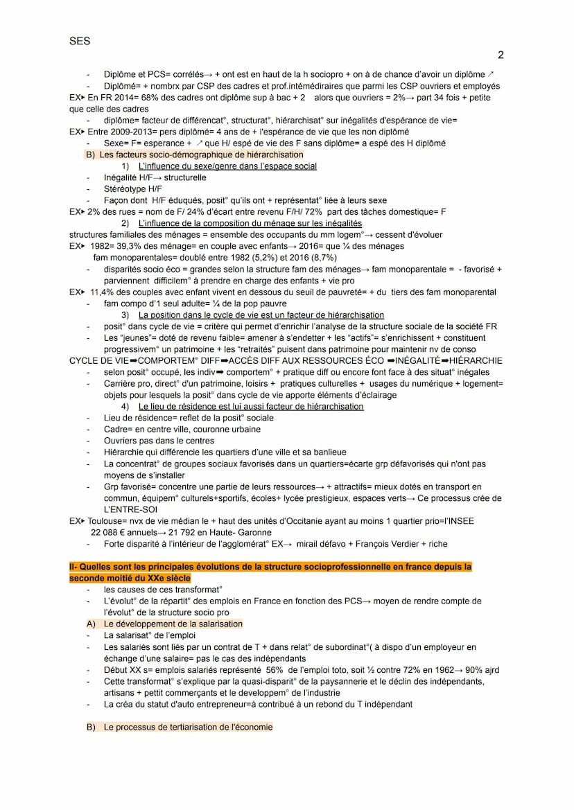 SES chapitre 6 :Comment est structurée la société française
actuelle?
1
La société FR= structurée, la pop se répartit en diff groupes sociau