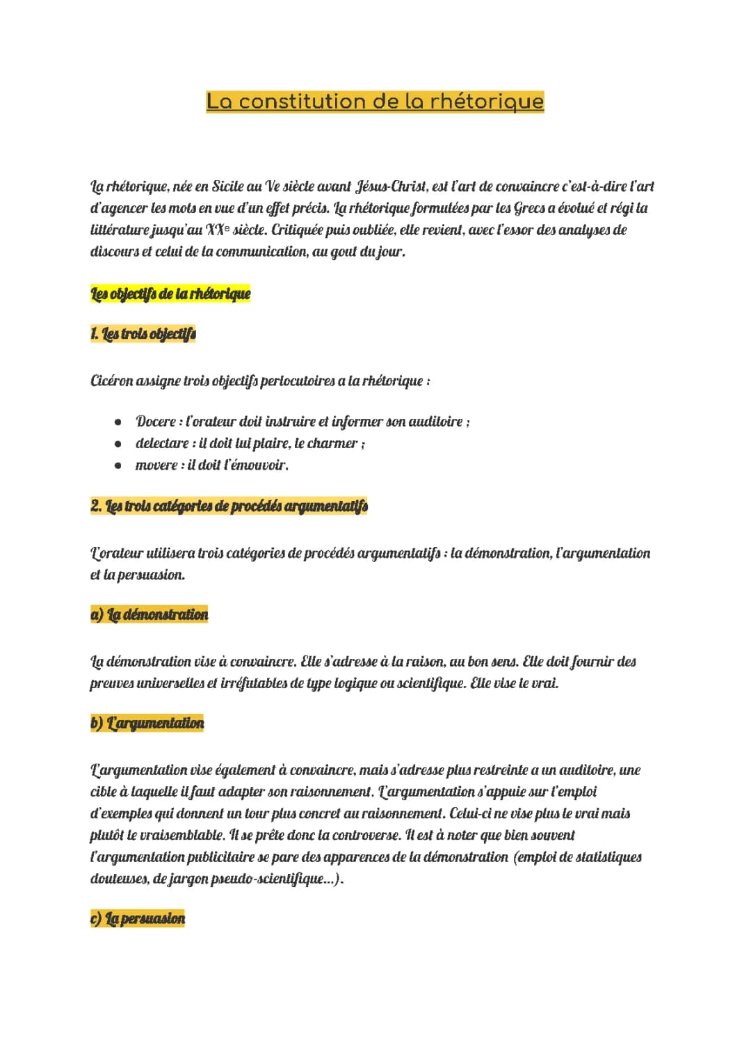 La constitution de la rhétorique