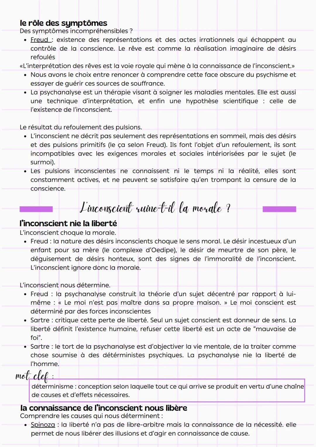 Philosophie
Linconscient
définitions
:
tout ce qui ne nous est pas accessible, partie inaccessible de
la conscience.
accroches :
« Le rêve e