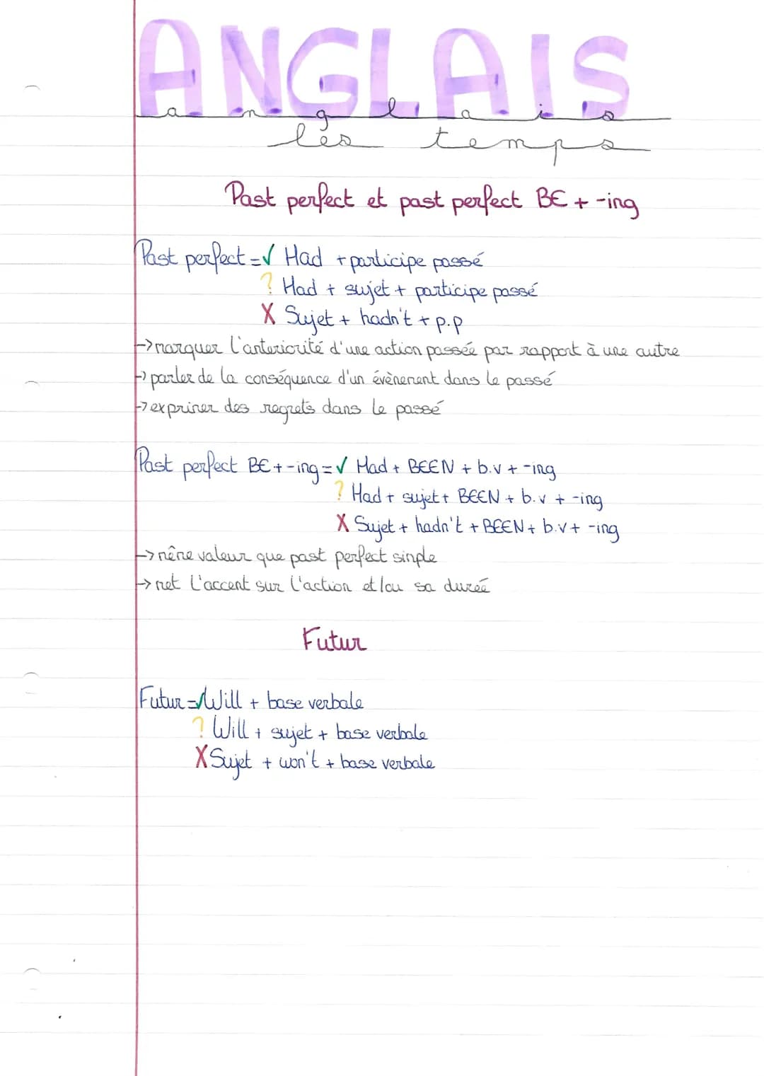ANGLAIS
مشوه
les
temp
Présent simple et présent BE + -ing
sans le "to")
Présent simple = base verbale (infinitif
terminaison -> 3° pers. sin