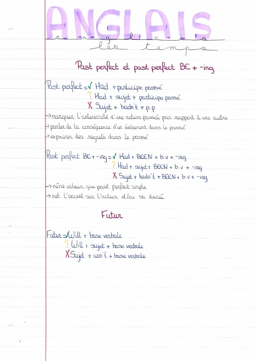 ANGLAIS
مشوه
les
temp
Présent simple et présent BE + -ing
sans le "to")
Présent simple = base verbale (infinitif
terminaison -> 3° pers. sin