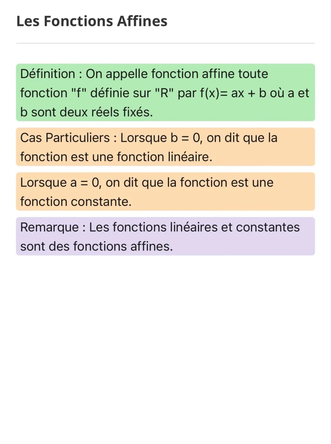 Les Fonctions Affines 