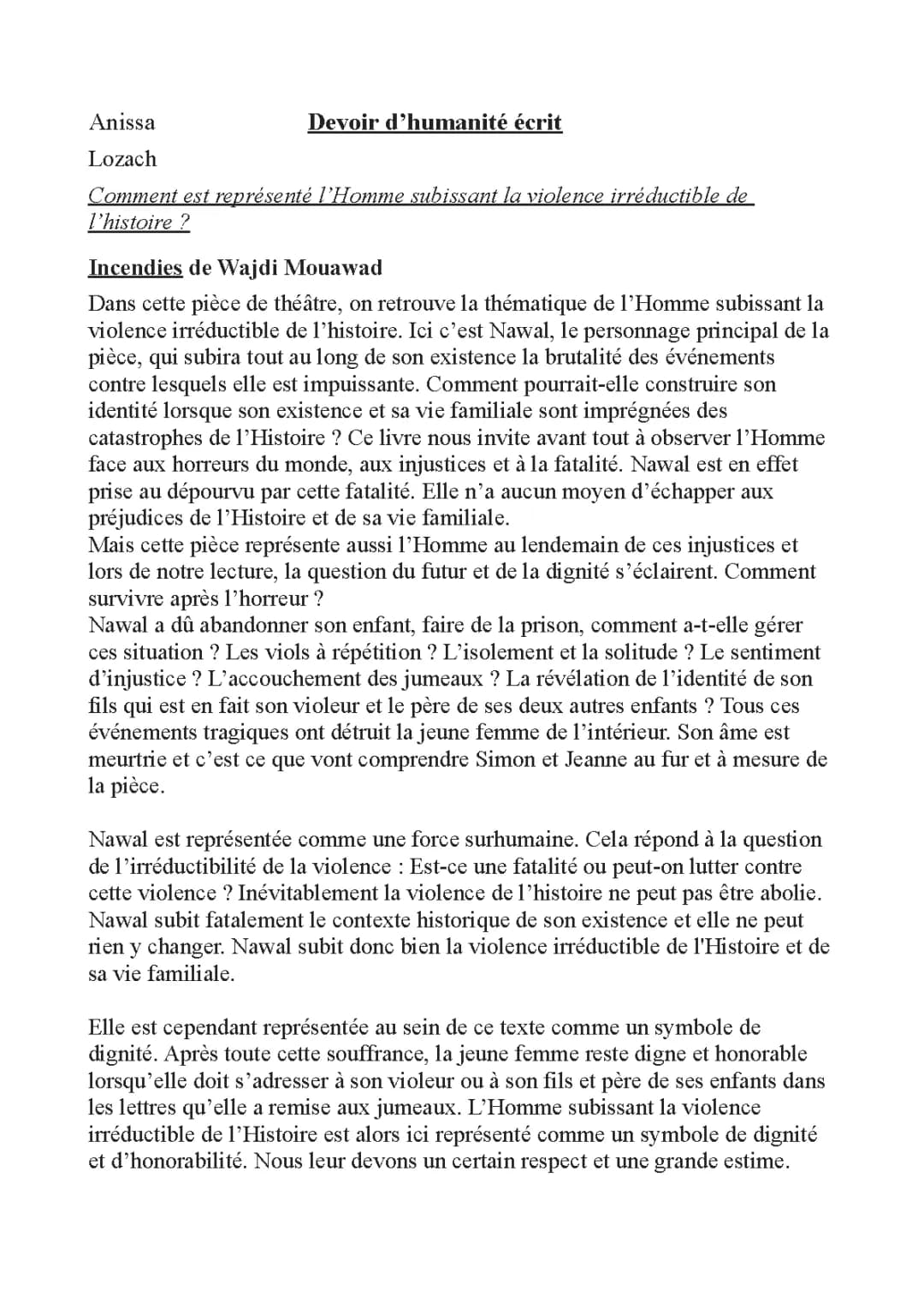 Résumé par chapitre d'Incendies de Wajdi Mouawad