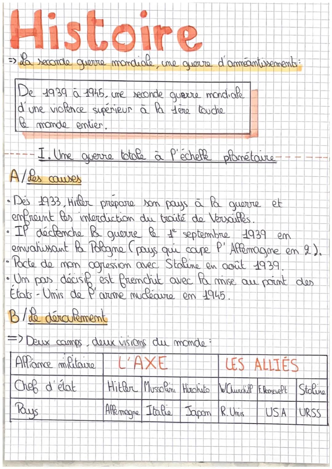 # Histoire

=> La seconde guerre mondiale, ime guerre d'améantisements:

De 1939 à 1945, une seconde guerre mondiale
d'une violence supérieu