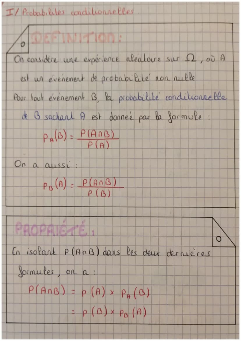 PROBABILITES CONDITIONNELLES
Rappels probabilites
oIntersection: Si A et B sont & evenements, on
note ANB(A inter B") l'ensemble de tous les