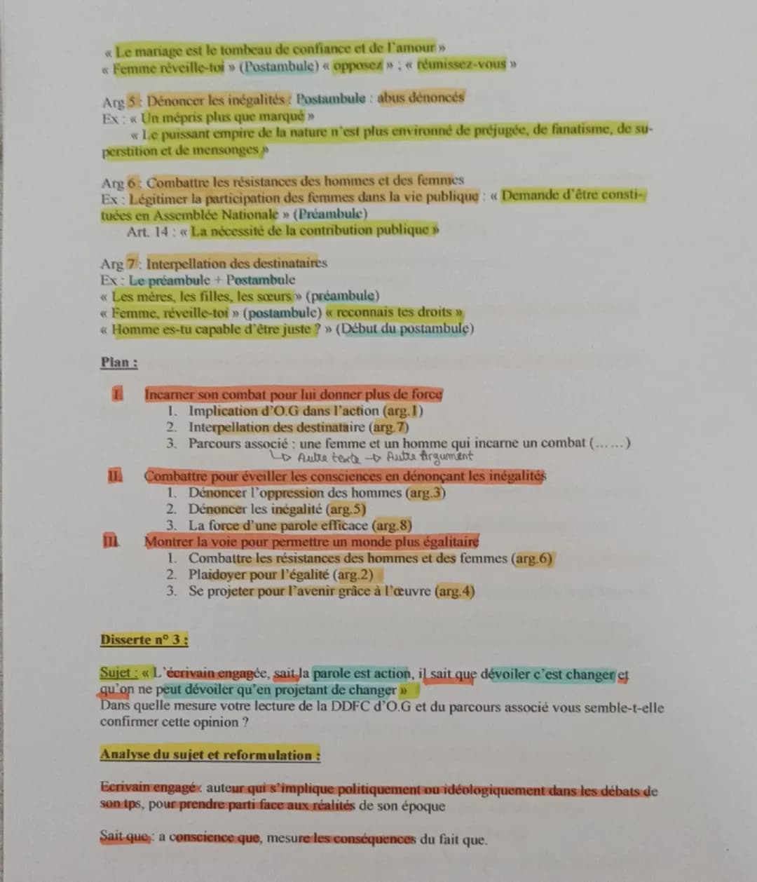 Fiche de Révision Complète : "La Déclaration des droits de la femme et de la citoyenne"
d'Olympe de Gouges
I. Présentation de l'Auteur
•
Nom