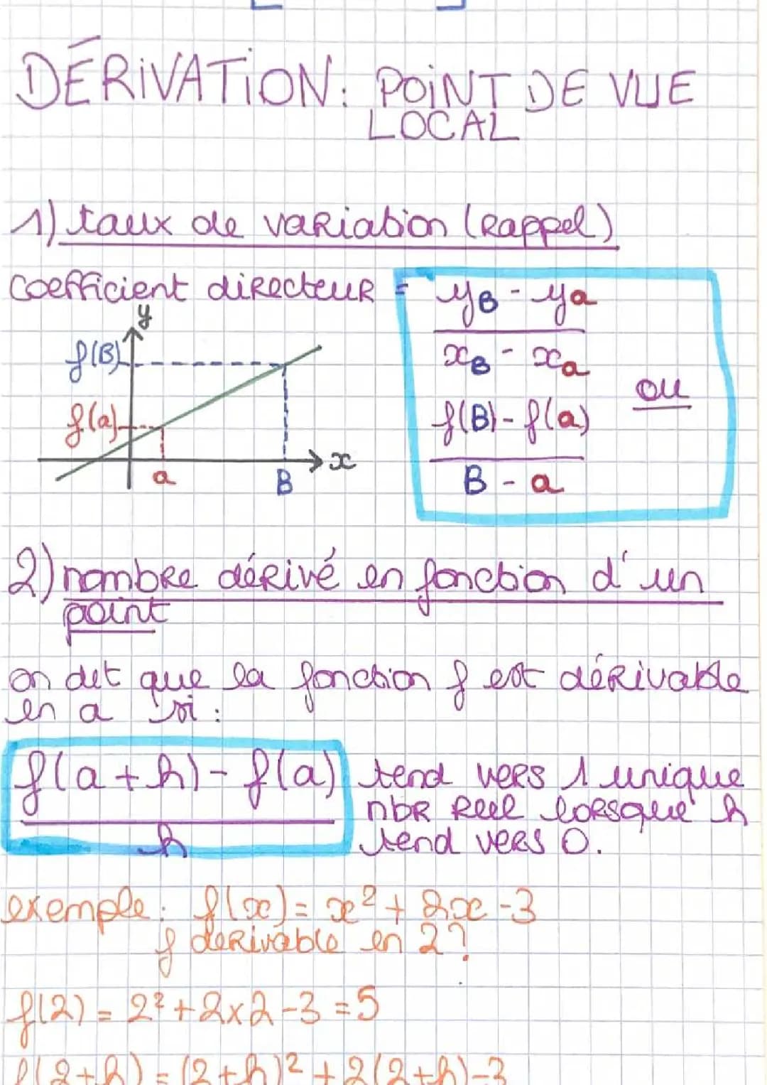 maths : dérivation du point de vue locale 
