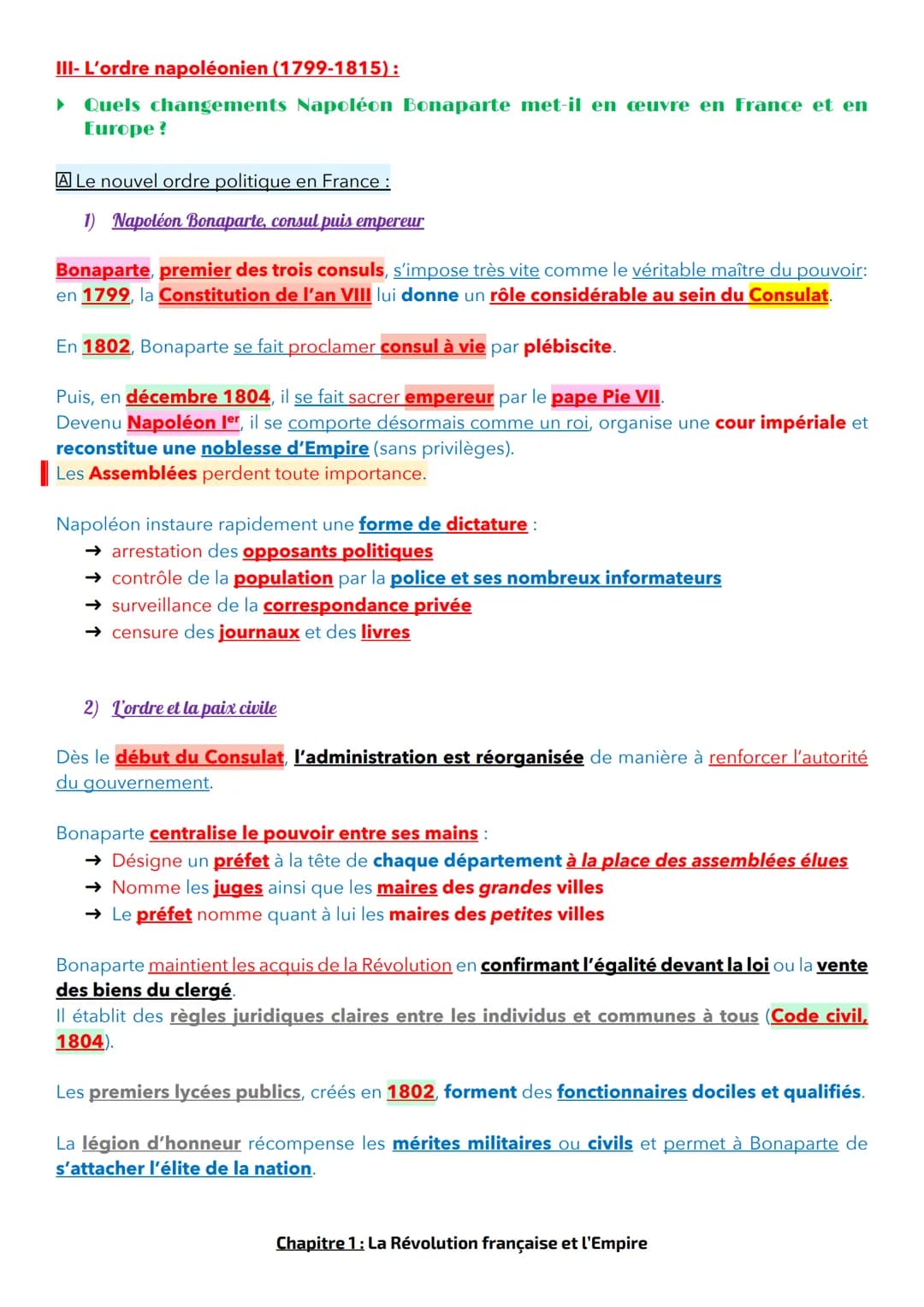 Rappels + Introduction au cours et contexte :
A cette époque, la société est divisée en 3 ordres :
Chapitre 1 : La Révolution française et l