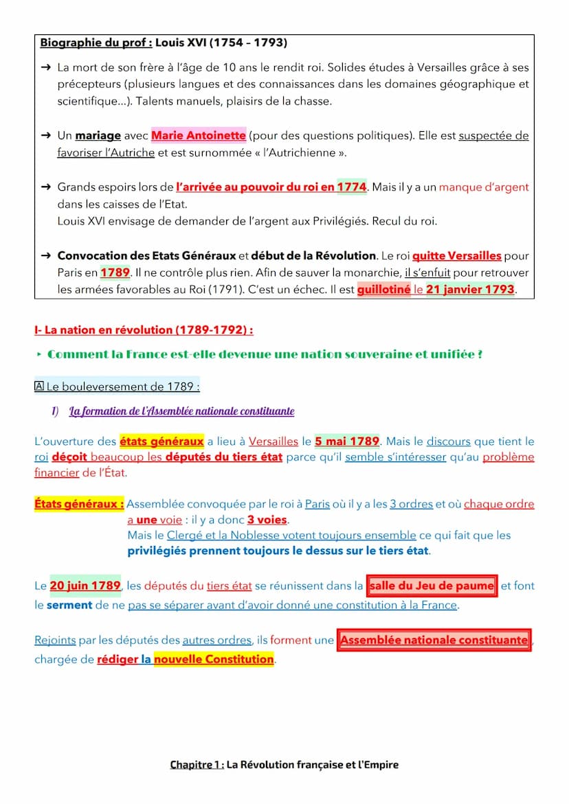 Rappels + Introduction au cours et contexte :
A cette époque, la société est divisée en 3 ordres :
Chapitre 1 : La Révolution française et l