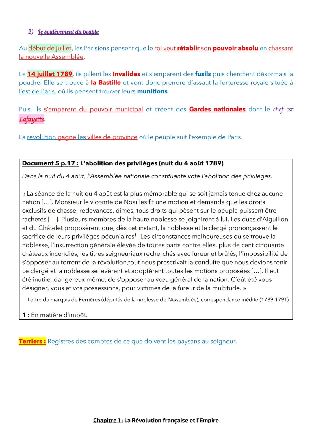 Rappels + Introduction au cours et contexte :
A cette époque, la société est divisée en 3 ordres :
Chapitre 1 : La Révolution française et l