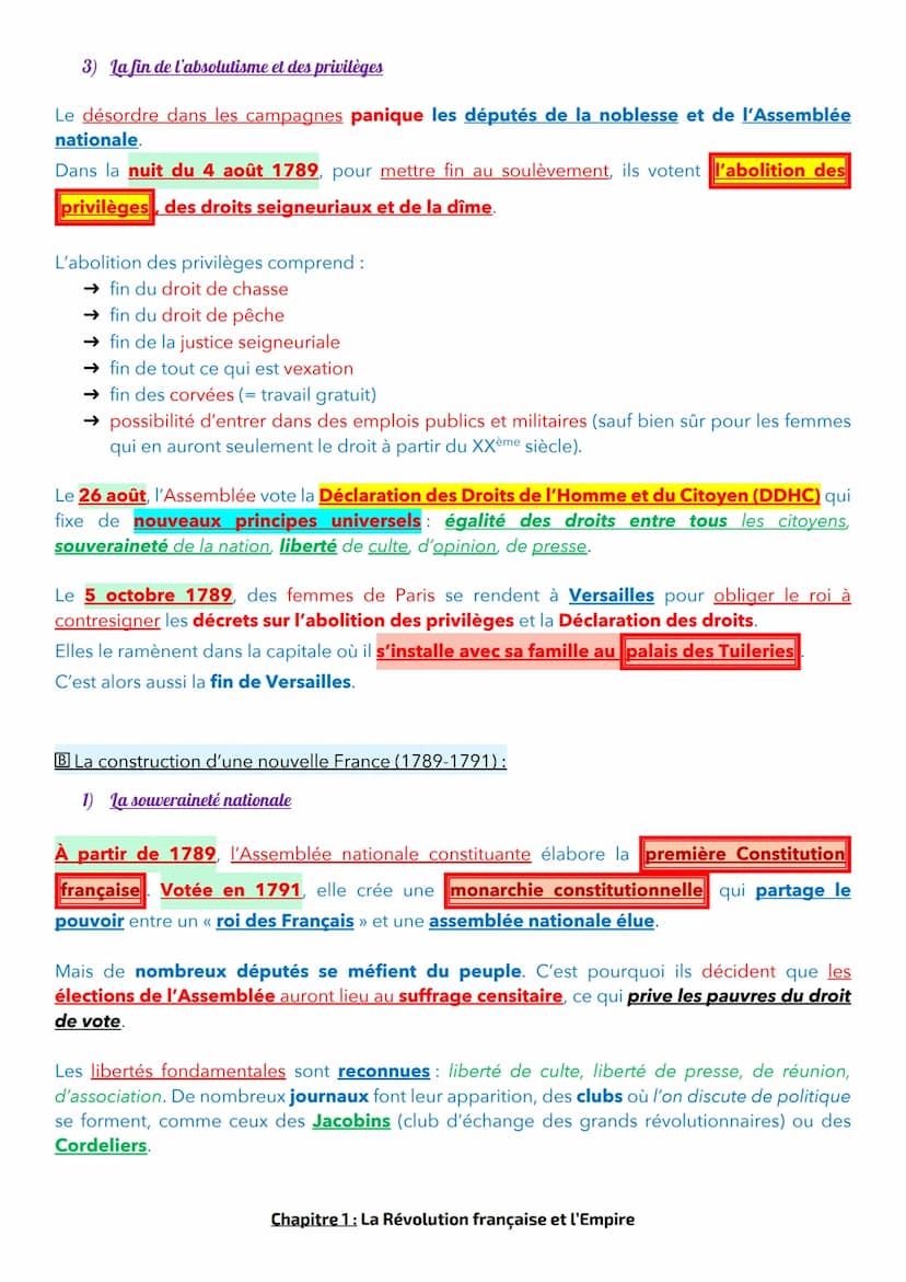 Rappels + Introduction au cours et contexte :
A cette époque, la société est divisée en 3 ordres :
Chapitre 1 : La Révolution française et l