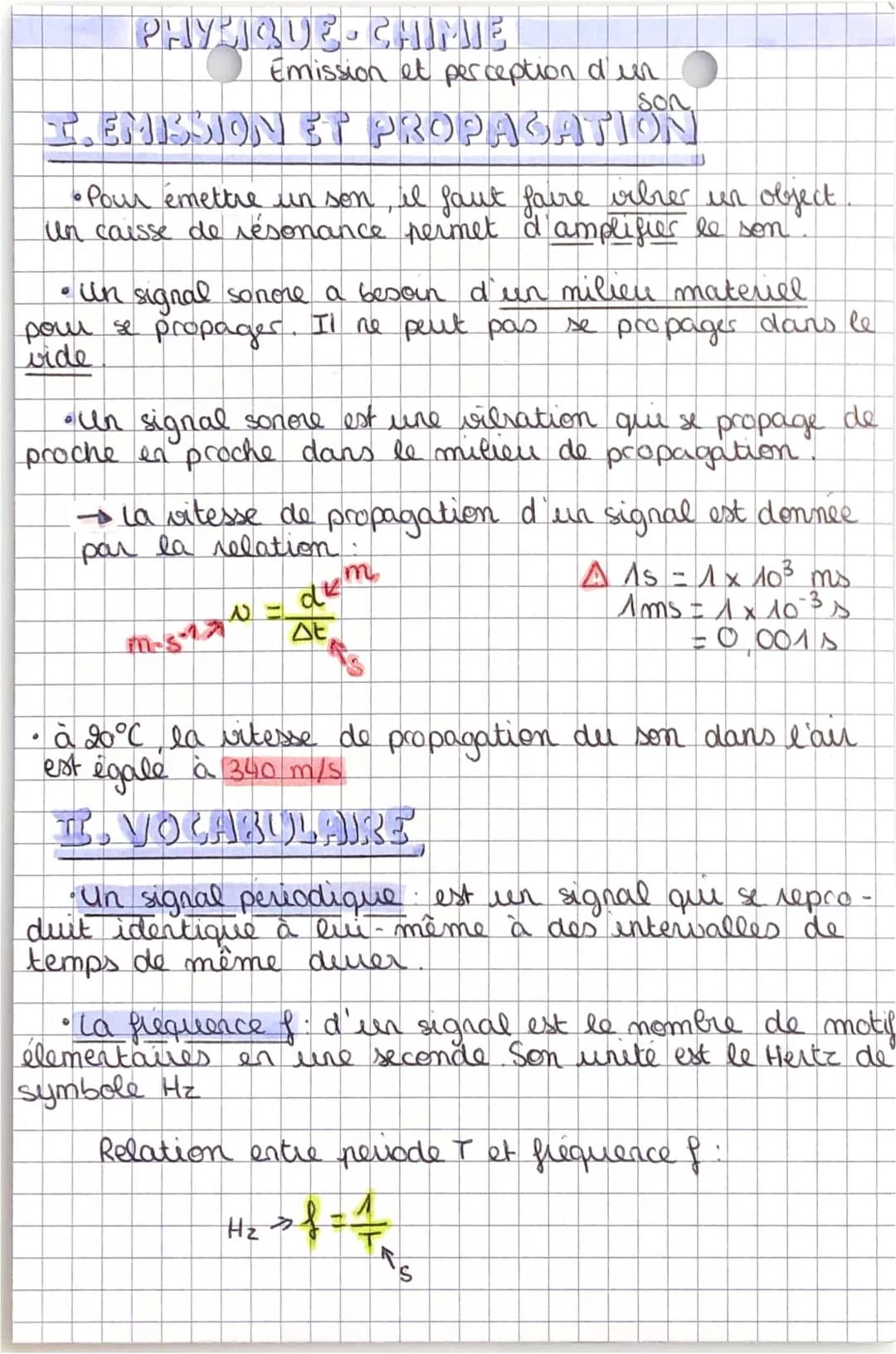 emission et perseption d’un son