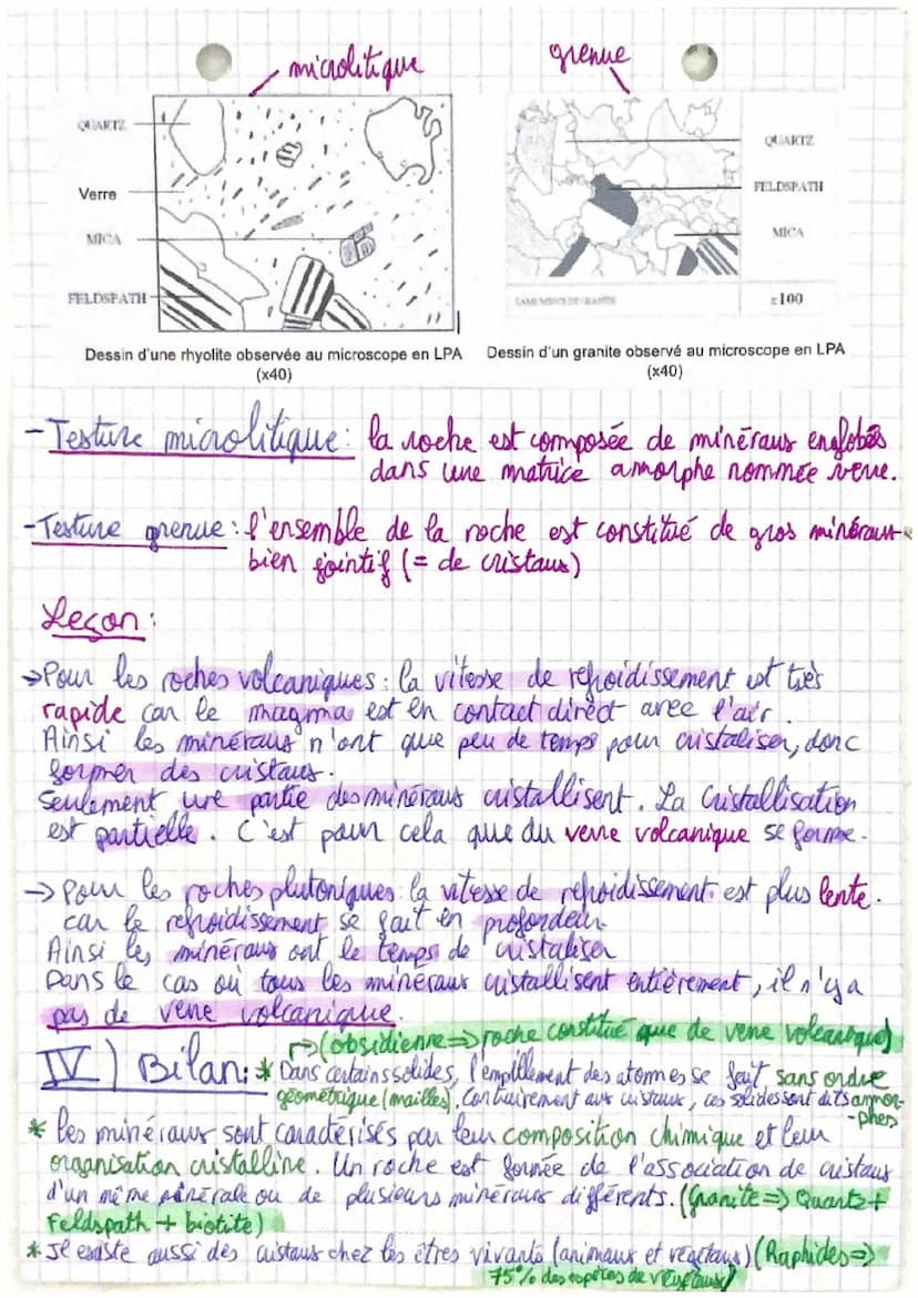 SVT
OE.S: la matière
Des édifices ordonnés : les cristaus
I) Définitions:
Dans l'ordre décroissant de la taille.
roche: matériaus composé d'