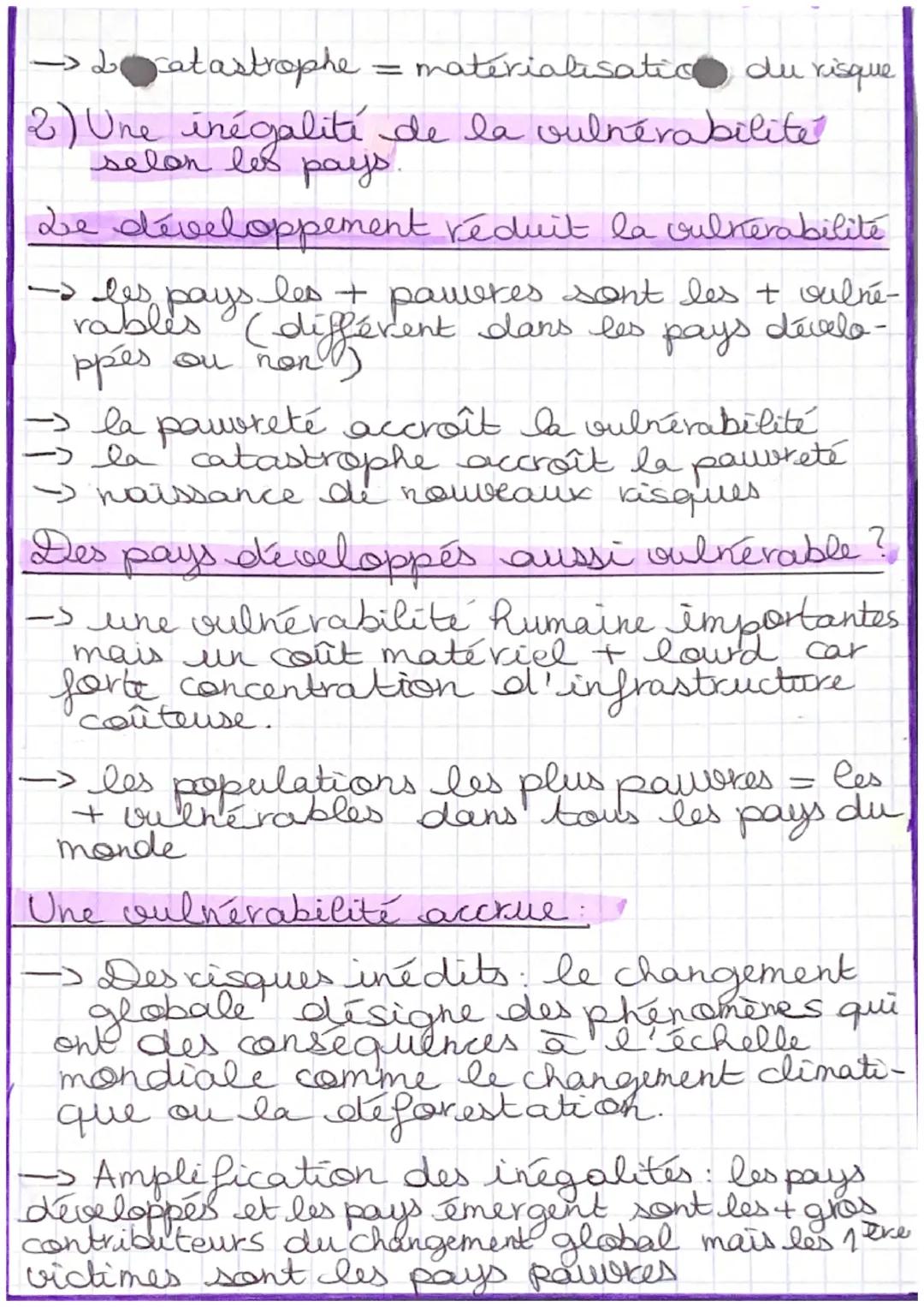 GÉOGRAPHIE
->
1) Des risques naturels variés:/
Exposition
au risque
au risque naturelle différent
selon les parties du monde.
Risques climat