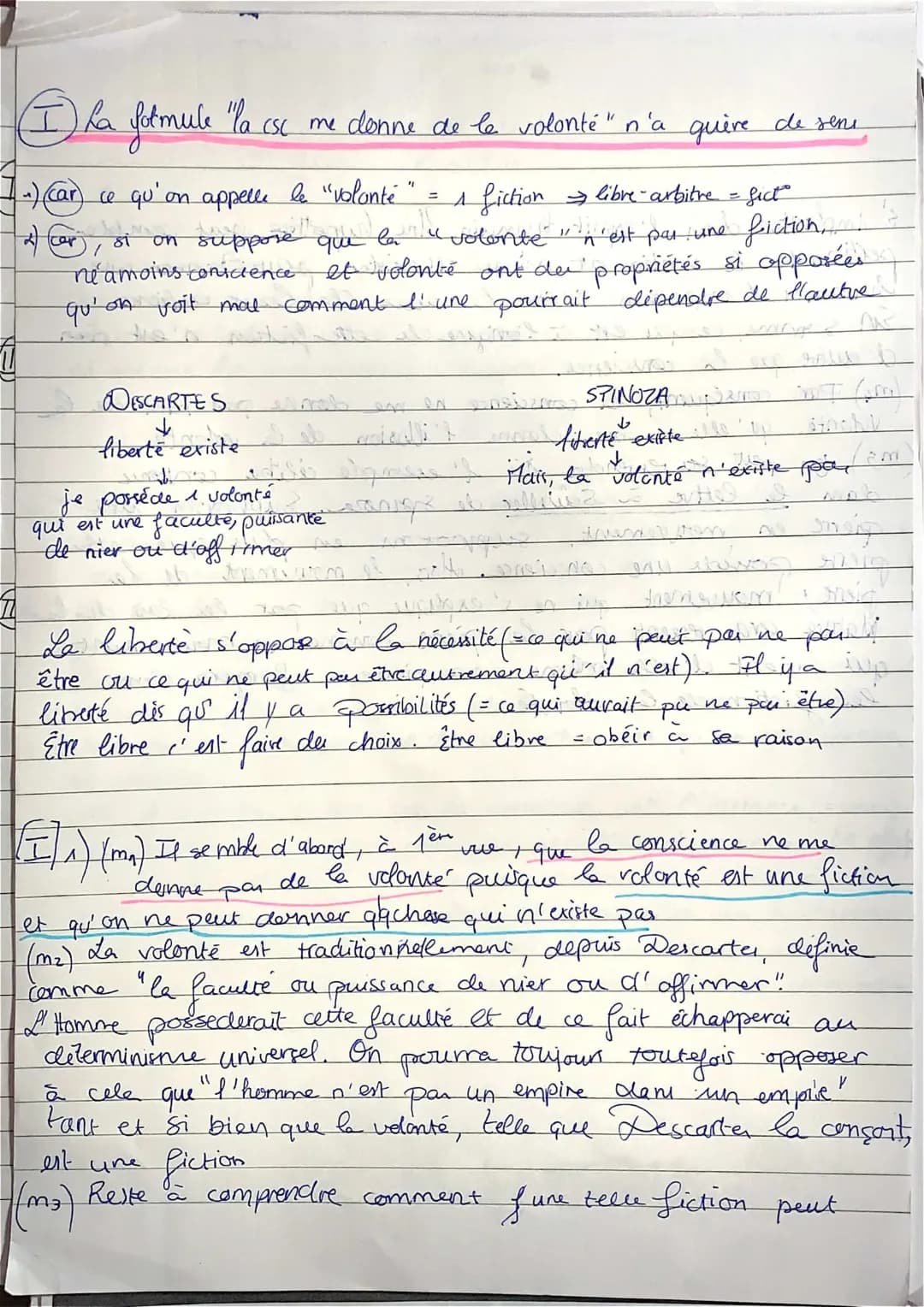 La liberté de la volonté selon Descartes et Spinoza