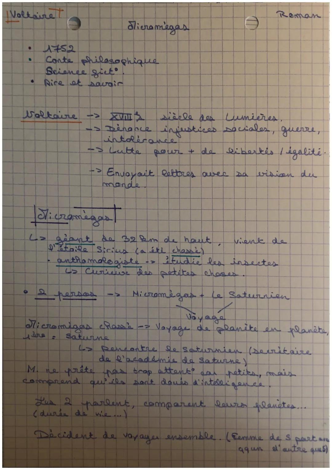 Voltairet

• 1752
• Conte philasophique
• Science giet
• Rire et savoir

Roman

Slieromegas

Voltaire -> XVIII siècle des Lumières
-> Dénanc