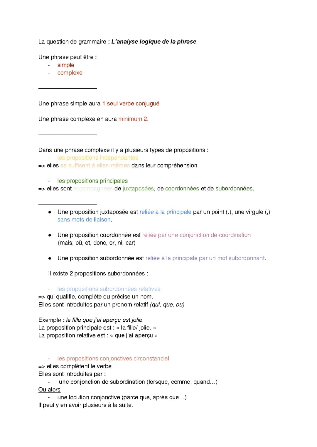 question de grammaire l'analyse logique de la phrase