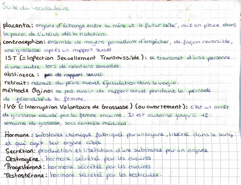OTAS
sciences et ne de la terre,
Vocabulaire sur la reproduction.
puberte: période de la vie durant laquelle un individu change et devient c