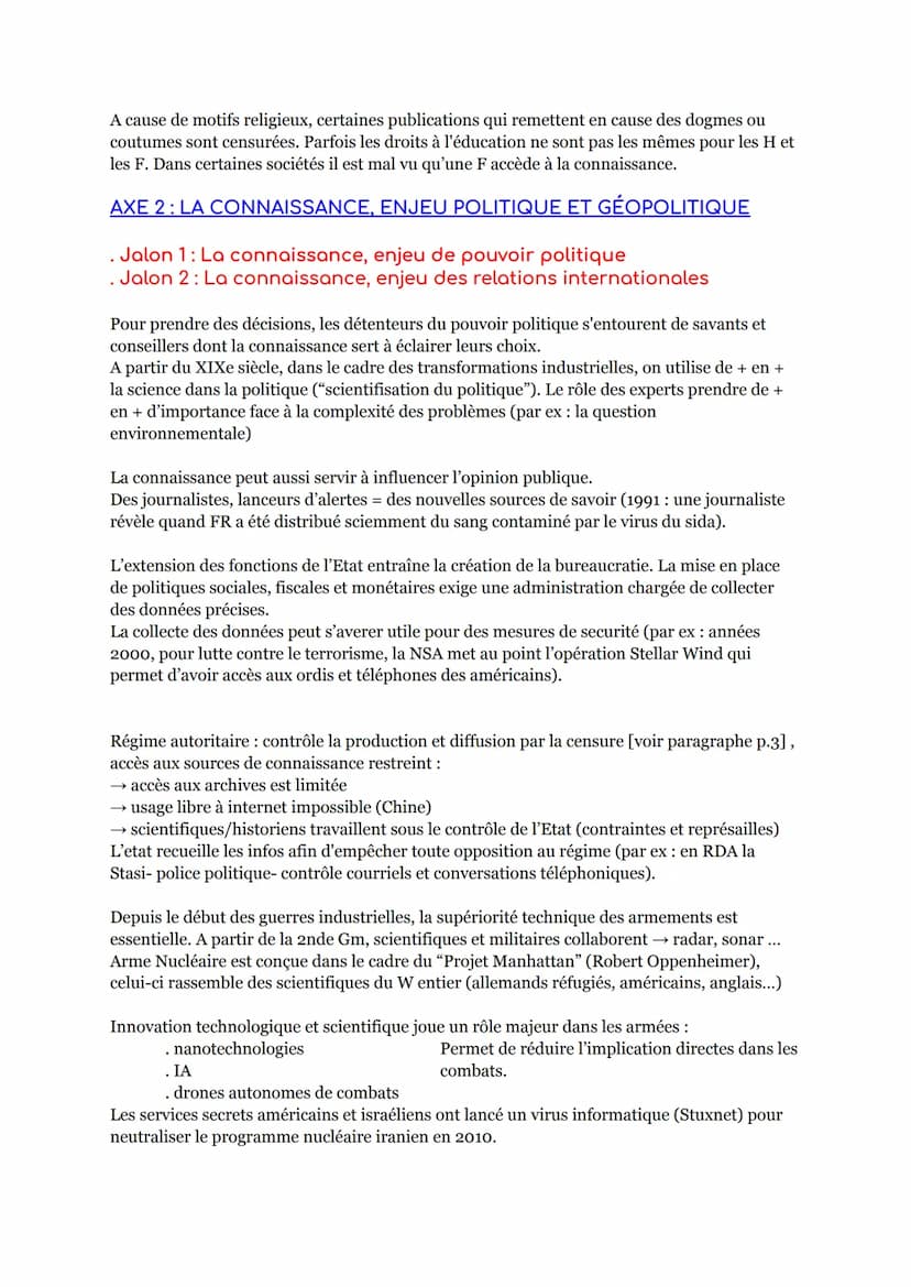 THÈME VI : L'enjeu de la connaissance - COURS
Introduction:
SOCIÉTÉ DE CONNAISSANCE :
La connaissance occupe une place de + en + importante 