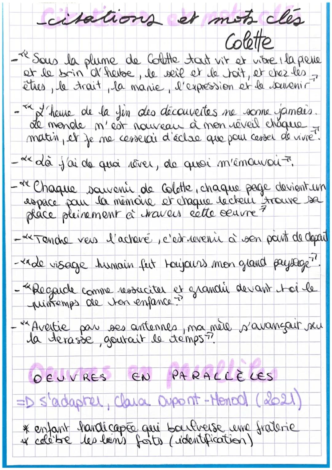 # citations et mots clés

Colette

- Te Sous la plume de Colette tout vit et vibre i la preve
et le brin 'd' heibe, le seil et le toit, et c