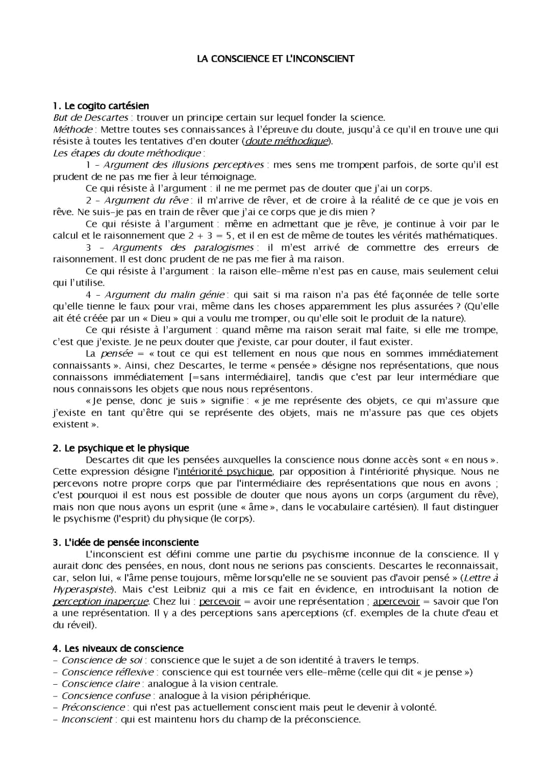 Le Dualisme et Cogito de Descartes: La Philosophie Facile