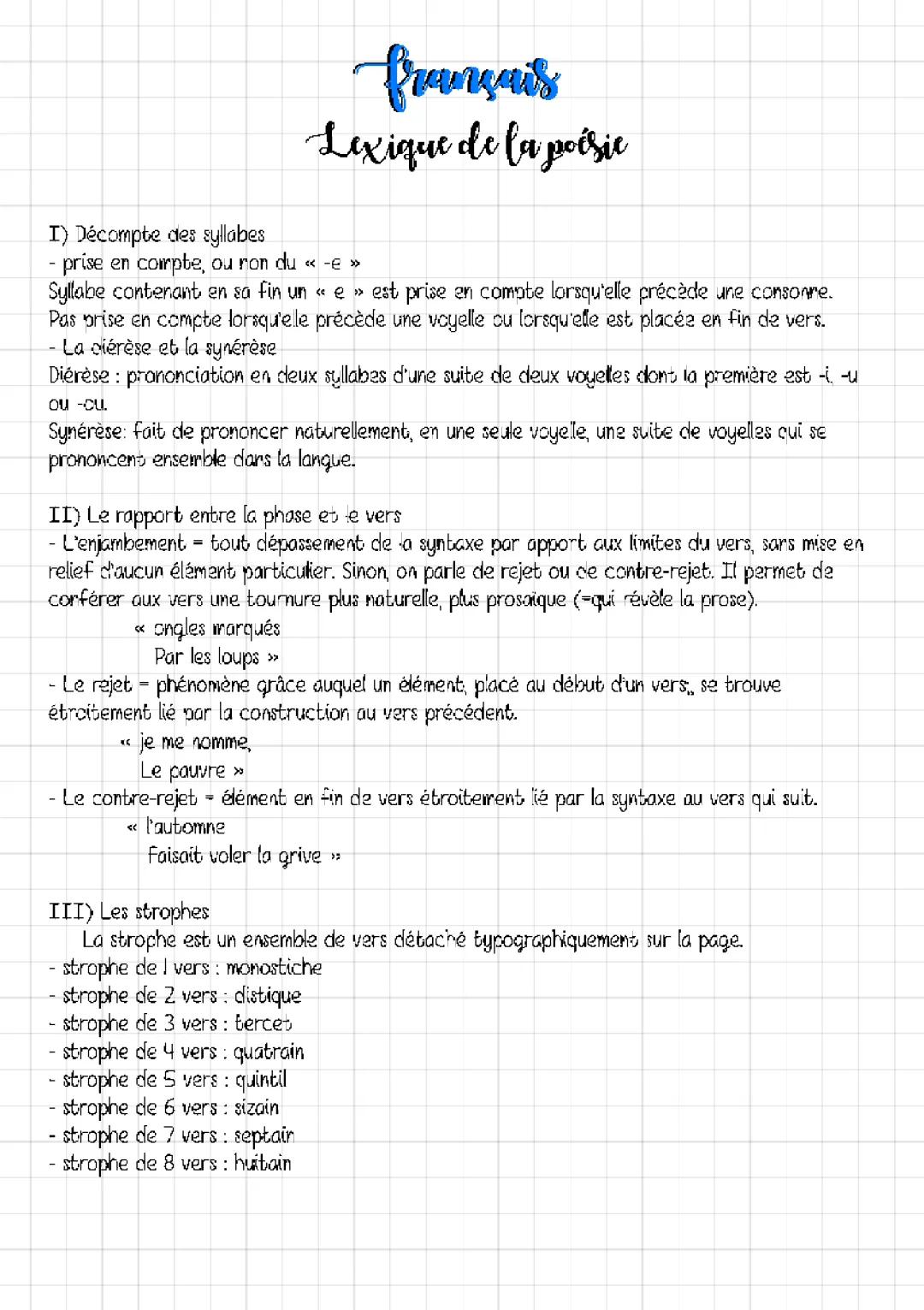 le lexique de la poésie 