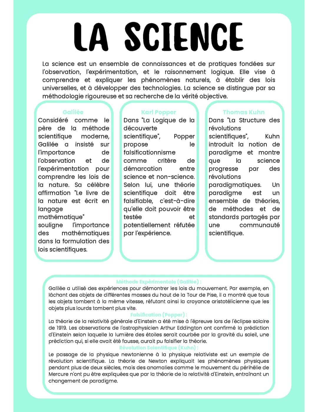 fiche de philosophie la science