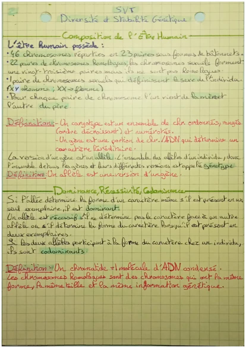 Diversité et Stabilité
génétique
·Les Caractères
Chaque individu d'une espace présente des caractères que
Pui sont propres. Ils ont deux ori