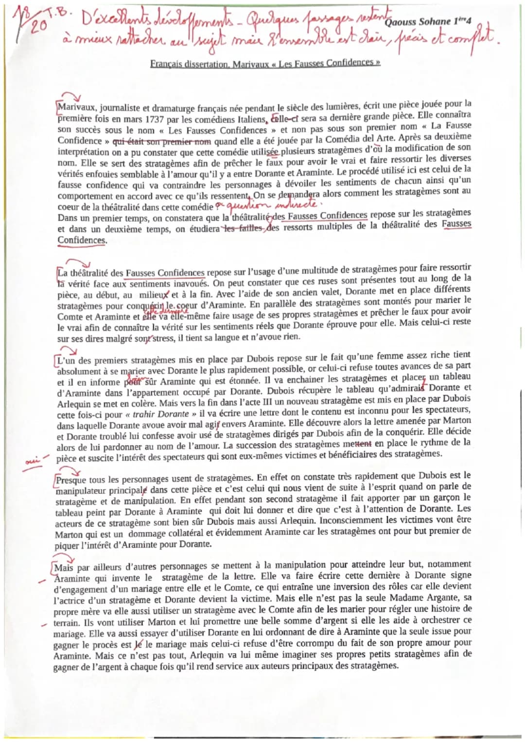 18 T.B.
T.B. D'excellents dévelofferments - Quelques passages restante
20
à mieux rattacher an
sujet
Français dissertation. Marivaux « Les F