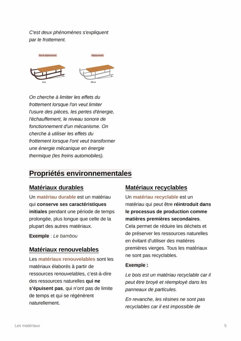 Les matériaux
Caractéristiques des matériaux
Le choix d'un matériau va avoir de nombreux impacts sur la forme d'une pièce, sa
réalisation, l