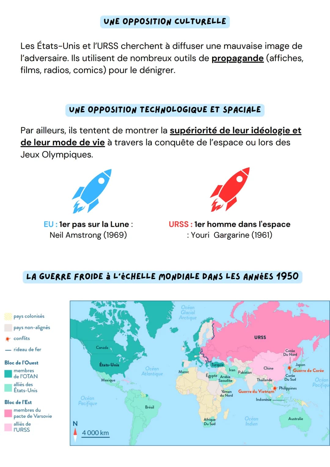 La Guerre froide est une période de tensions de 1947 à 1991 entre le bloc de l'Est
et le bloc de l'Ouest, c'est un affrontement indirect, ut